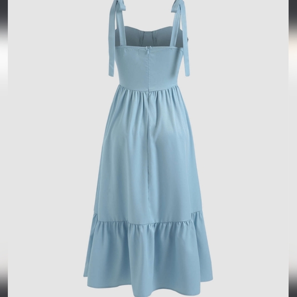 Cider Ruffle Hem Midi Dress in Baby Blue Size XL Cottagecore Lightweight - Picture 2 of 8